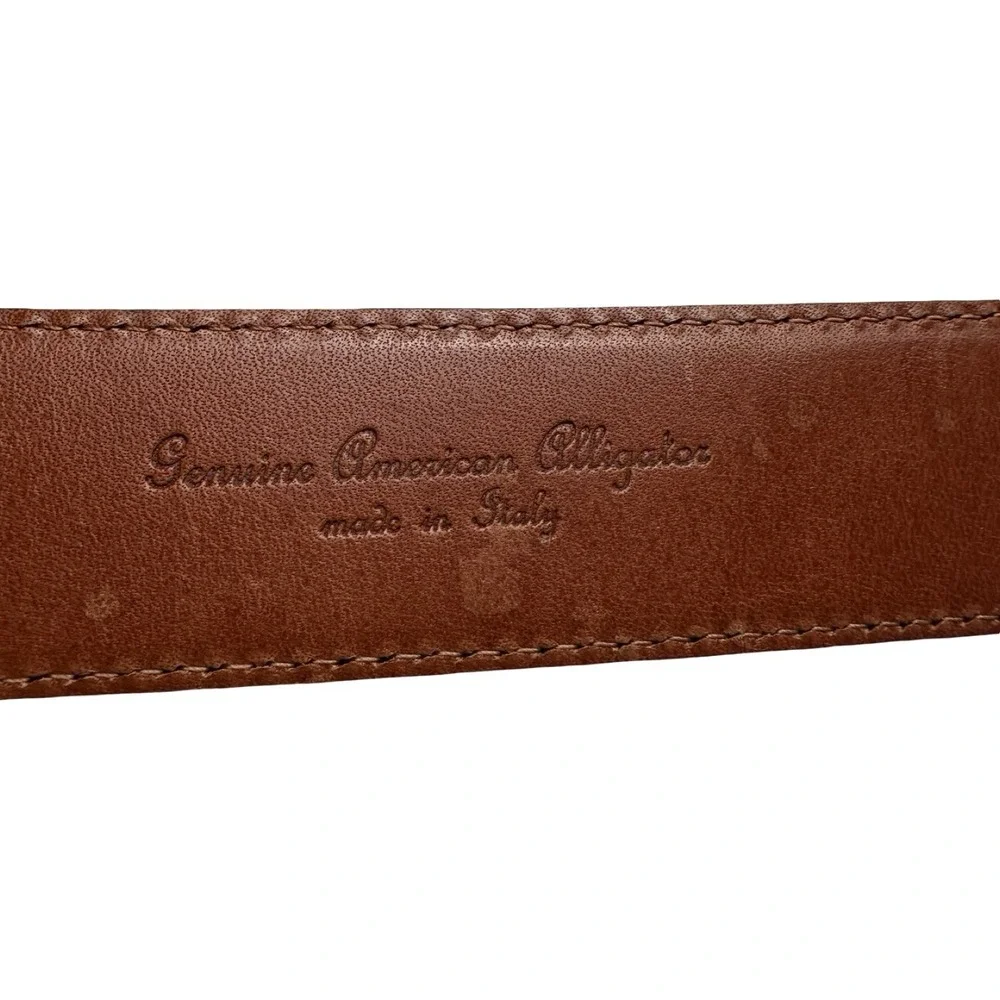 Bespoke Dark Brown Caiman Crocodile Brass Buckle Mens Belt Size 38 NWOT